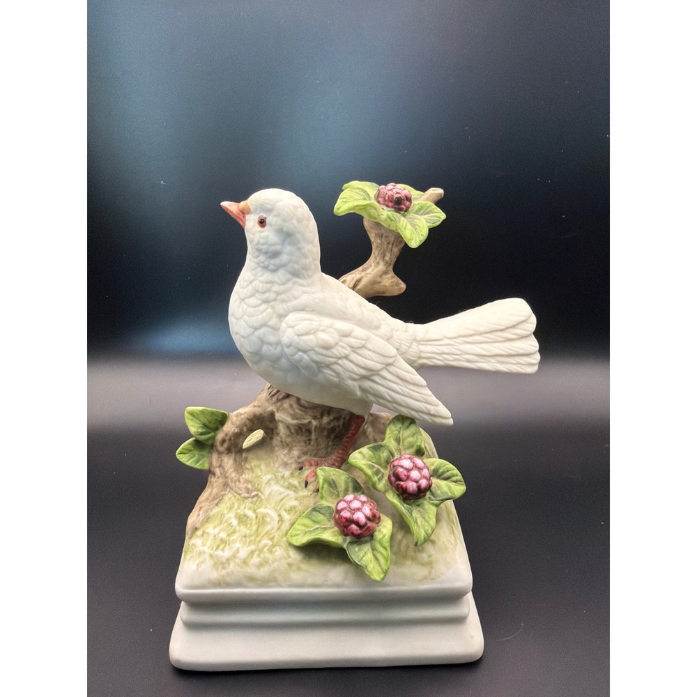 Gorham Vintage Porcelain White Bird Music Box Figurine Made in Japan